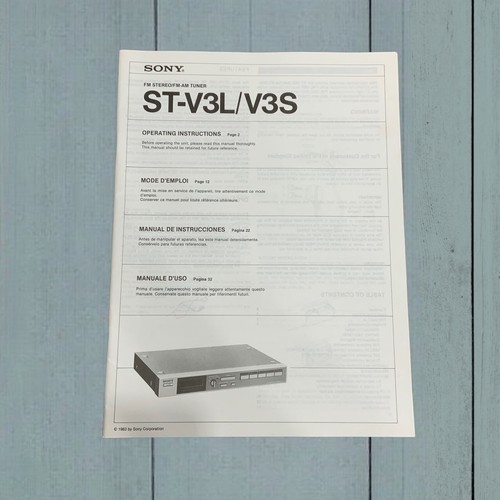 Sony v3l v3s operating - sony, st-v3l/v3s