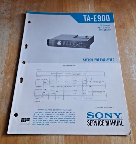 Sony e900 stereo - sony, ta-e900
