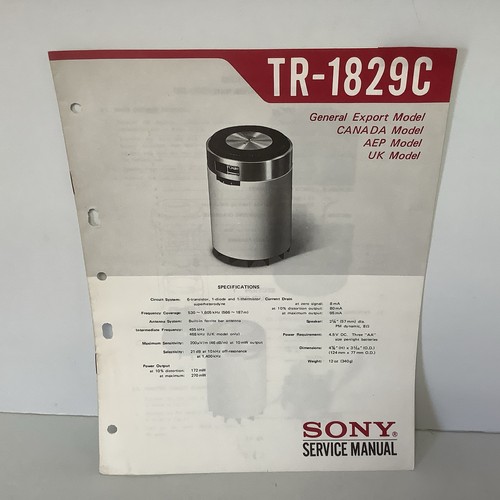 Sony 1829c uk - sony, tr-1829c