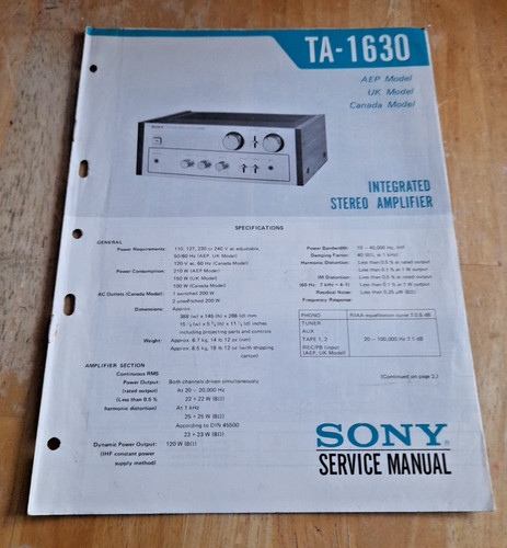 Sony 1630 integrated - sony, ta-1630