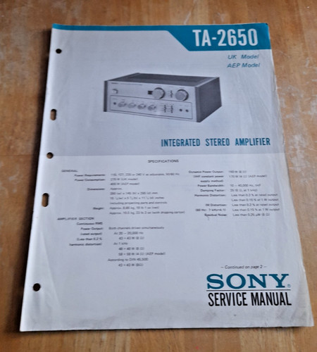Sony 2650 integrated stereo - sony,