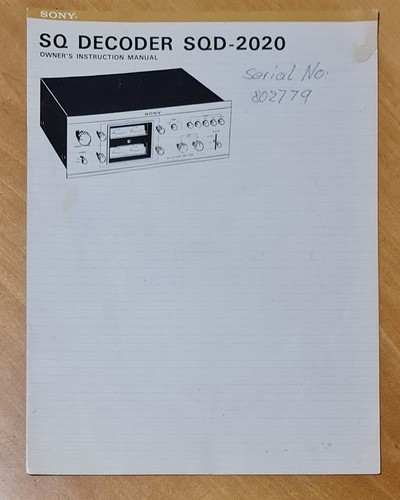 Sony sqd 2020 original - sqd-2020, manual