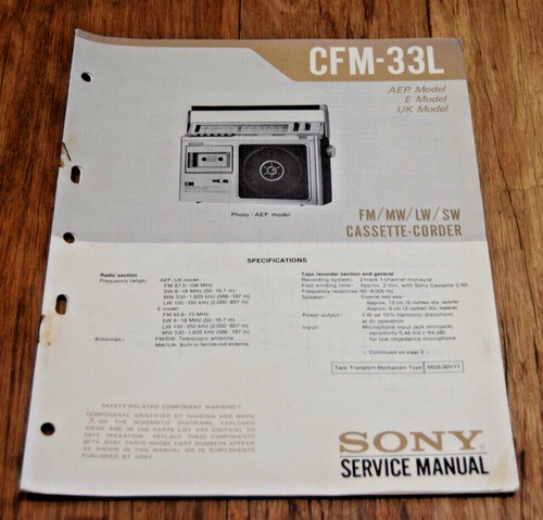 Sony cfm 33l cassette - 33l, corder