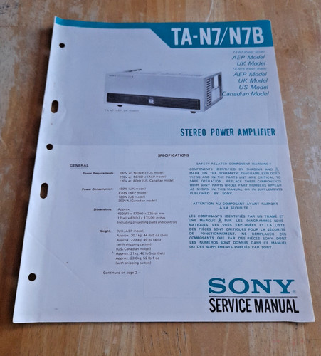 Sony n7b stereo - sony, ta-n7/n7b