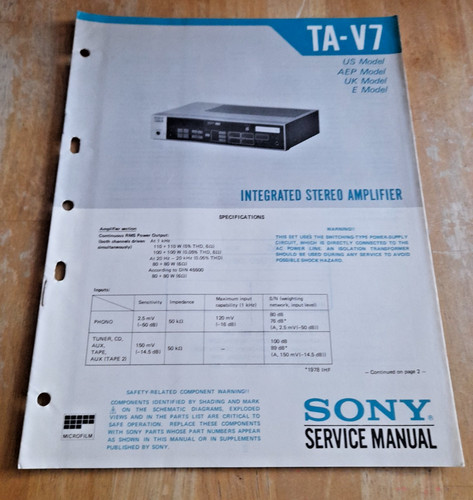 Sony integrated stereo - ta-v7,