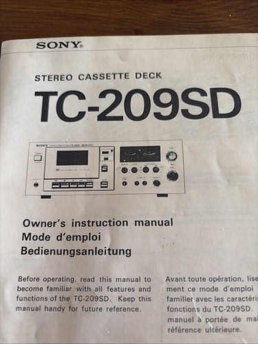Sony 209sd stereo - sony, tc-209sd