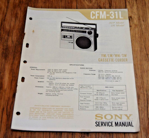 Sony cfm 31l cassette corder - cfm-31l,