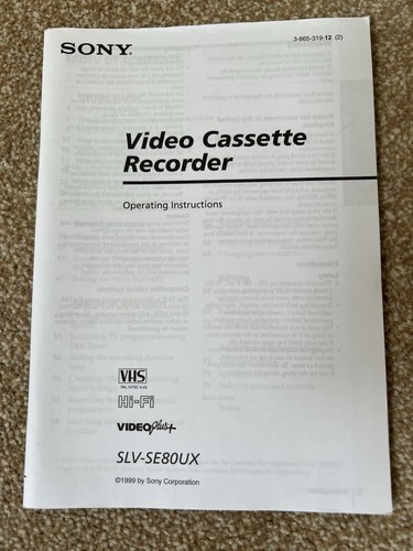 Sony slv se80uk video cassette - sony,