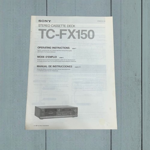 Sony fx150 operating - sony, tc-fx150
