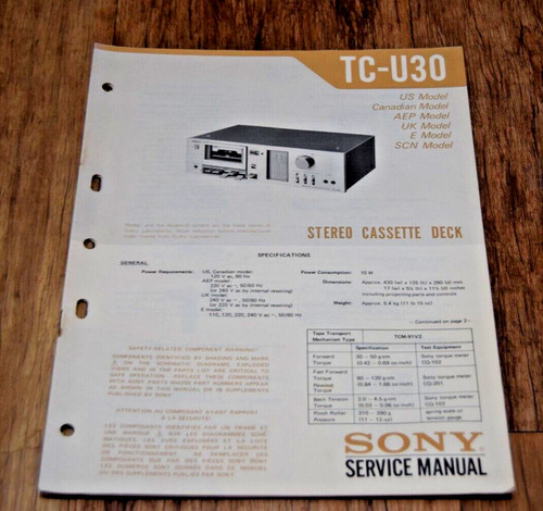 Sony u30 stereo cassette - sony, tc-u30